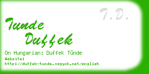 tunde duffek business card